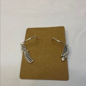 Silver Comb Charm Earrings